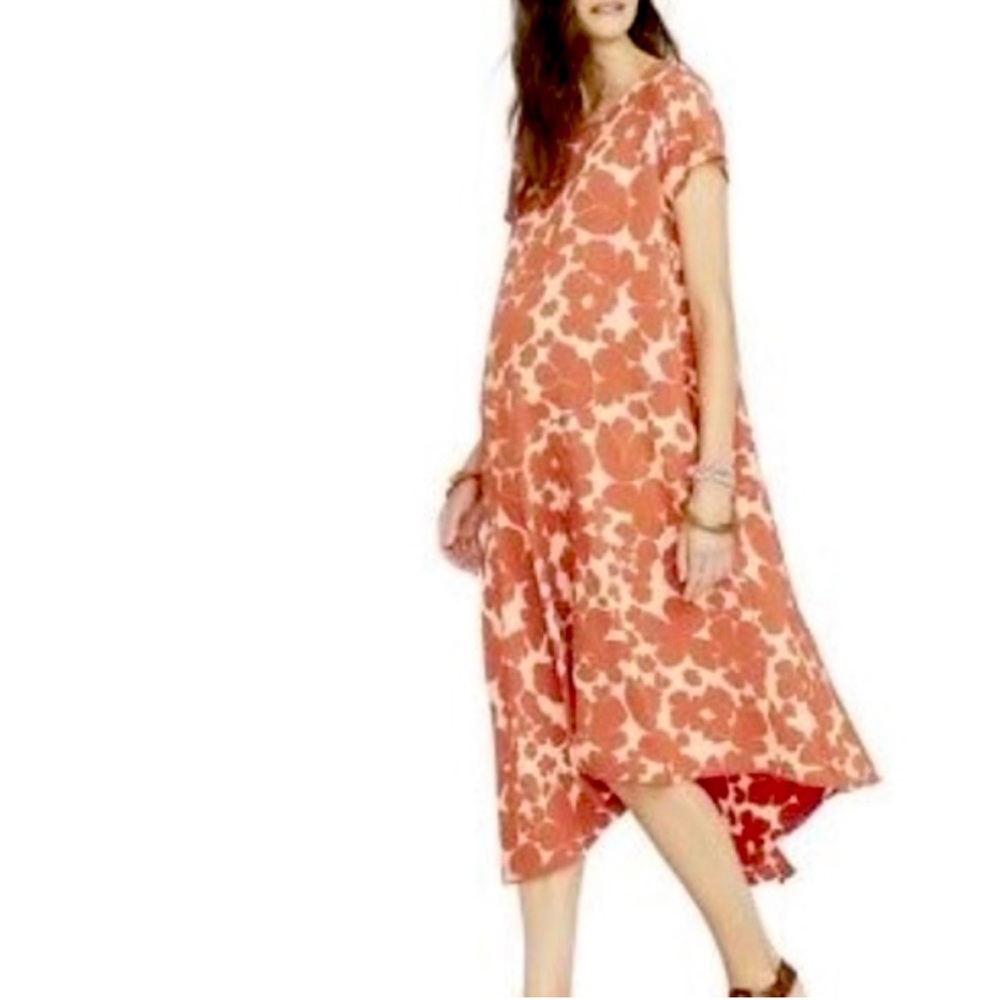 Hatch Alexandra Maternity Dress Floral Flowy Asymmetrical Hem Sz L